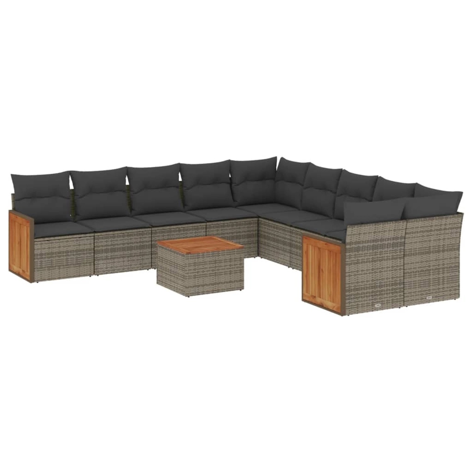 vidaXL 11-tlg Garten-Sofagarnitur mit Kissen Grau Poly Rattan Modell 62 günstig online kaufen