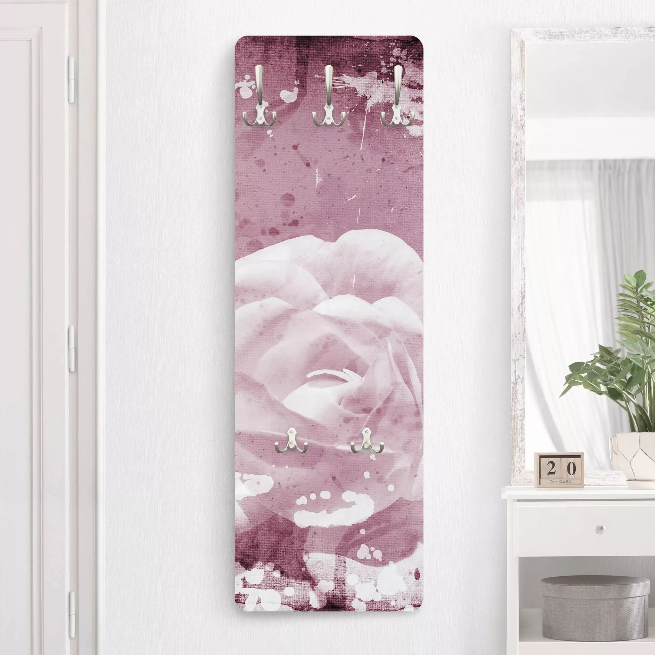 Wandgarderobe Holzpaneel Blumen Antique Pink günstig online kaufen