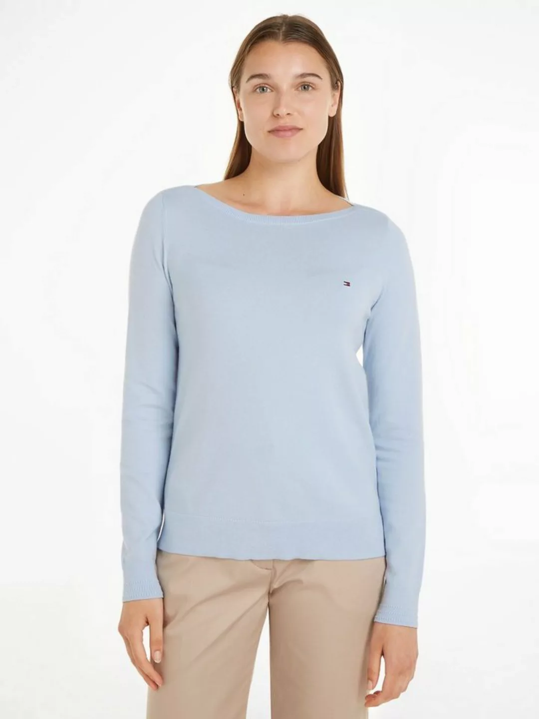 Tommy Hilfiger Strickpullover CO JERSEY STITCH BOAT-NK SWEATER mit Tommy Hi günstig online kaufen