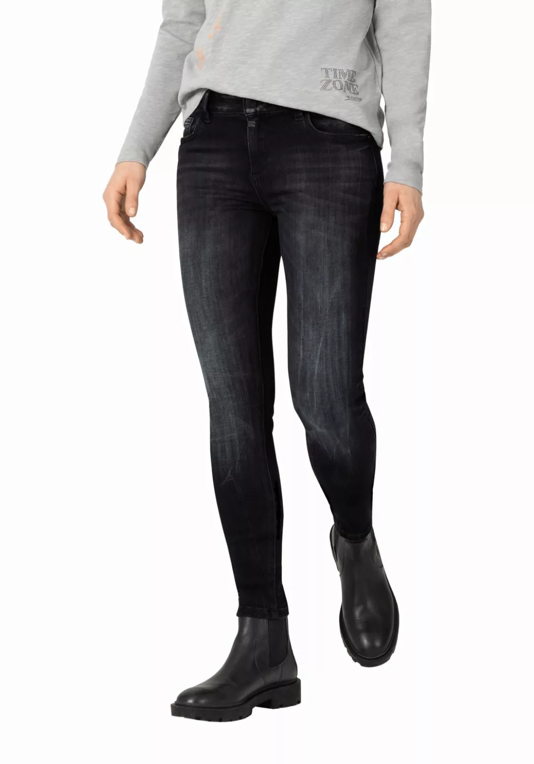 TIMEZONE Damen Jeans TIGHT ALEENATZTZ - Tight Fit - Grau - Gotham Blue Wash günstig online kaufen