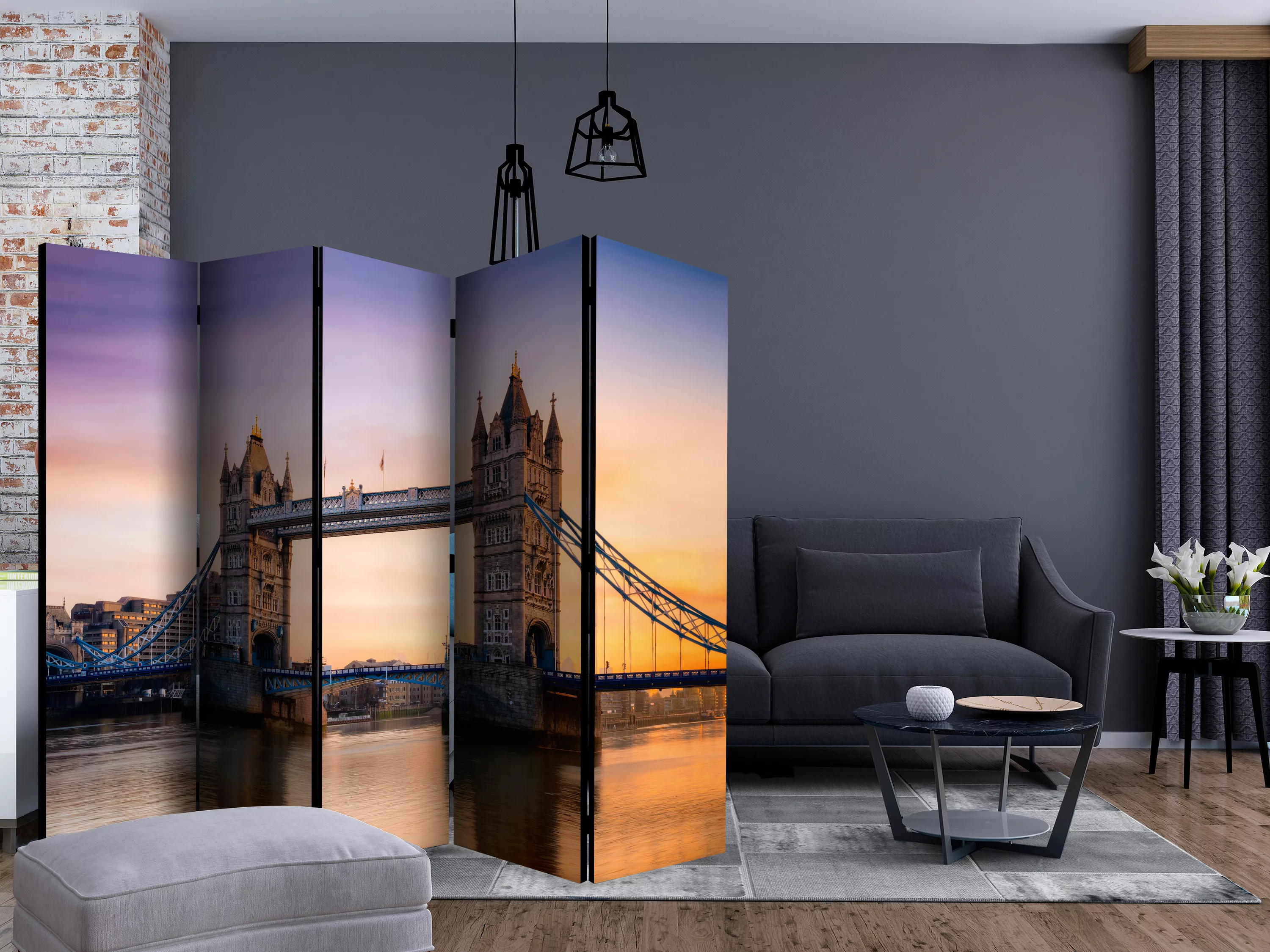 5-teiliges Paravent - Tower Bridge At Dawn Ii [room Dividers] günstig online kaufen