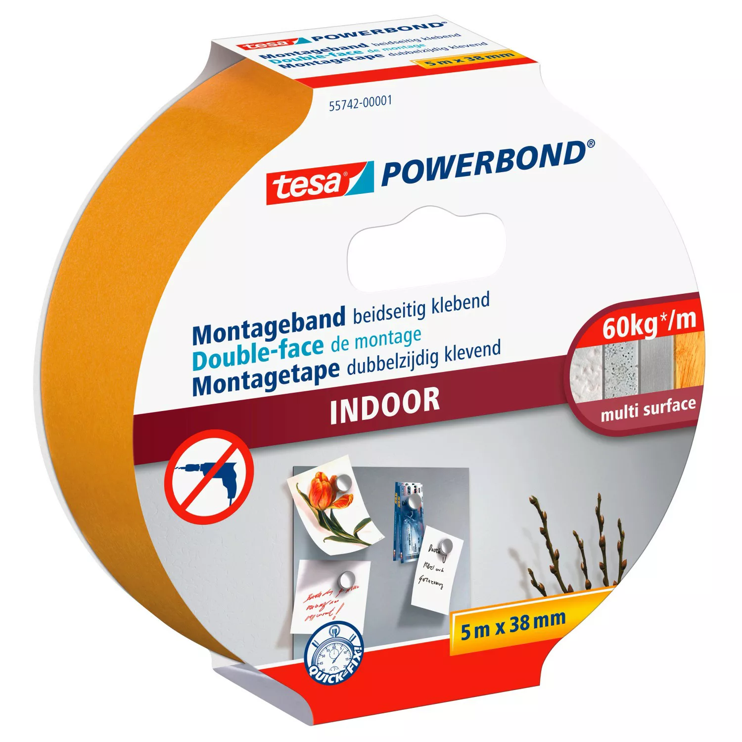 Tesa Powerbond Montageband Indoor 5 m x 38 mm günstig online kaufen