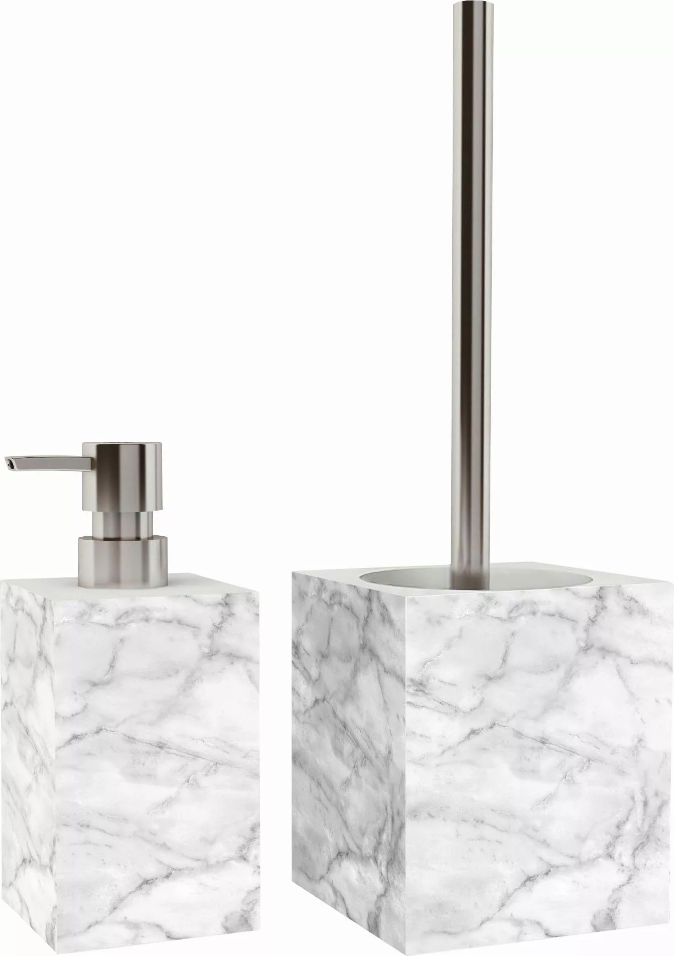 Sanilo Badezimmer Set, Seifenspender und WC Bürste Marmor günstig online kaufen