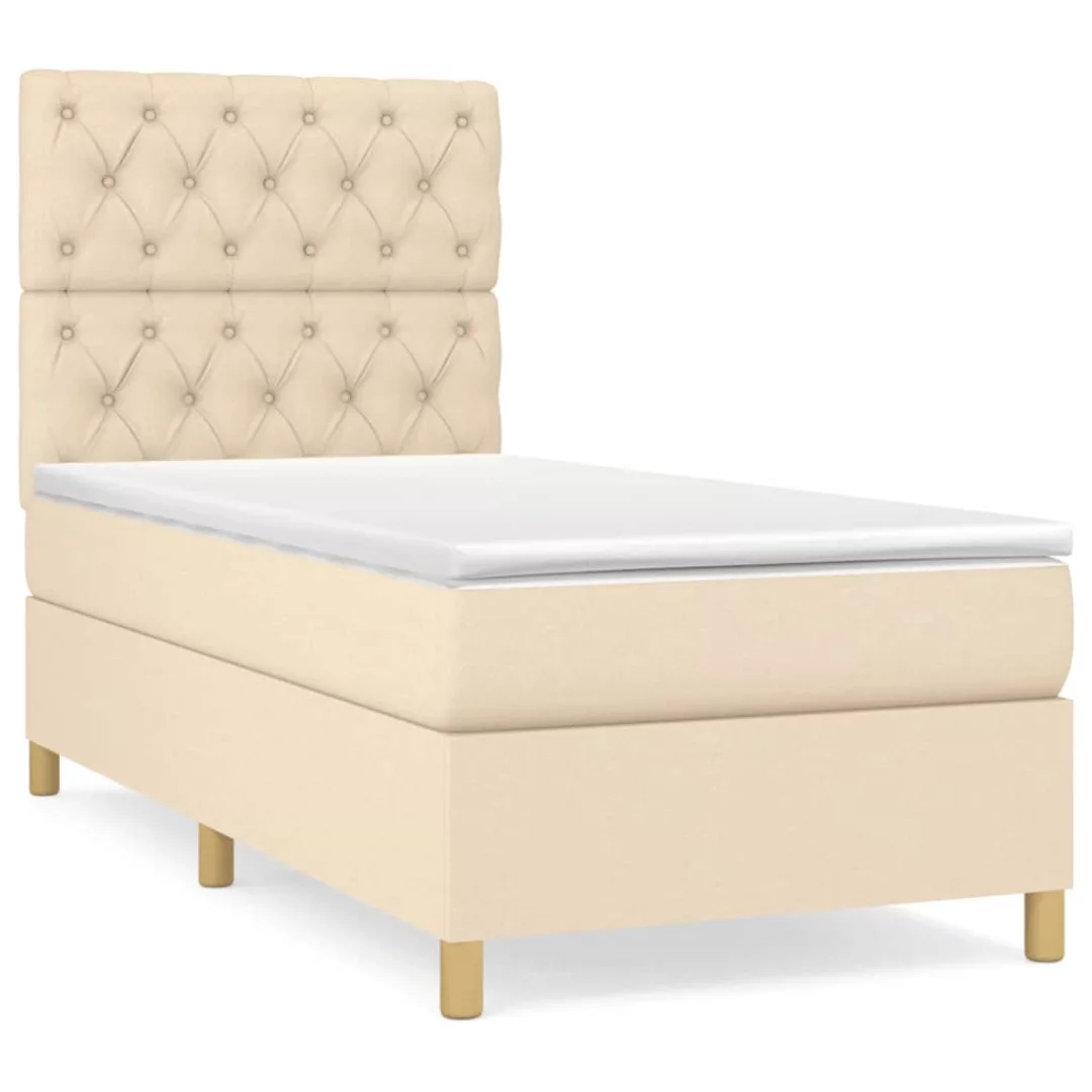 Vidaxl Boxspringbett Mit Matratze Creme 80x200 Cm Stoff günstig online kaufen