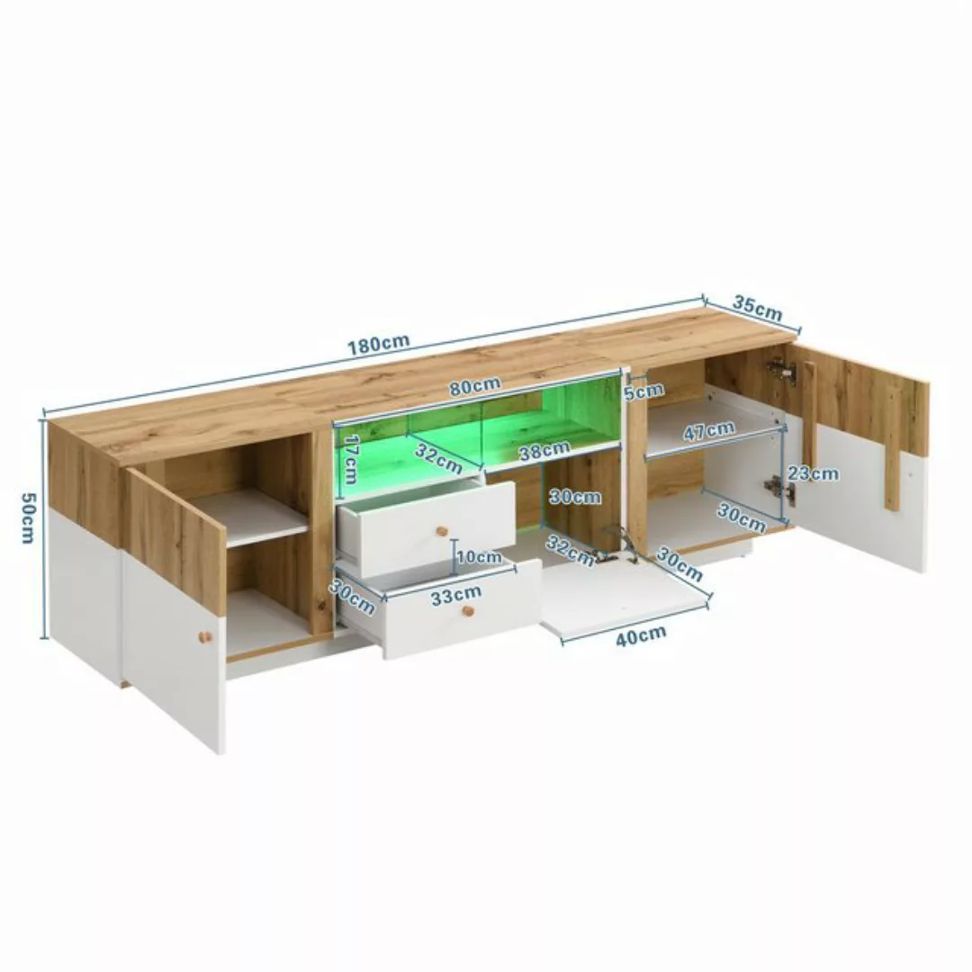 Celya TV-Schrank TV-Schrank mit LED-Lichteffekten, Glastrennwand, mit Schub günstig online kaufen