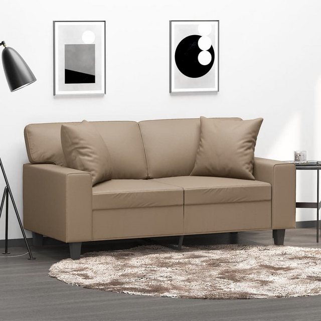 vidaXL Sofa 2-Sitzer-Sofa mit Zierkissen Cappuccino-Braun 120 cm Kunstleder günstig online kaufen