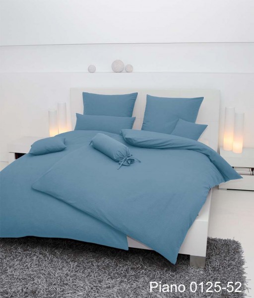 Janine Janine Mako-Soft-Seersucker Bettwäsche PIANO 0125 denimblau Größe: günstig online kaufen