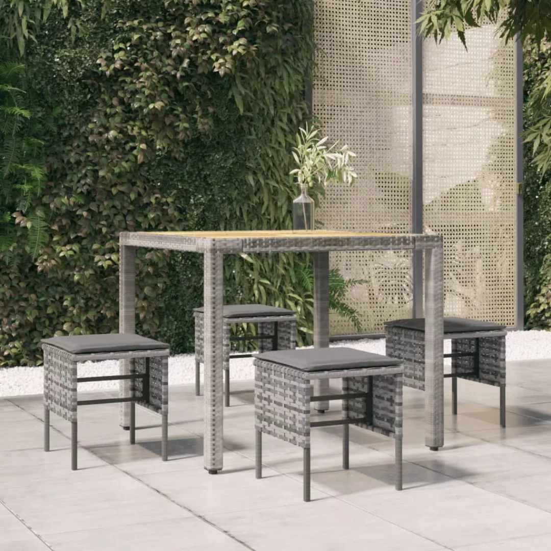 Vidaxl Gartenhocker Mit Kissen 4 Stk. Grau Poly Rattan günstig online kaufen