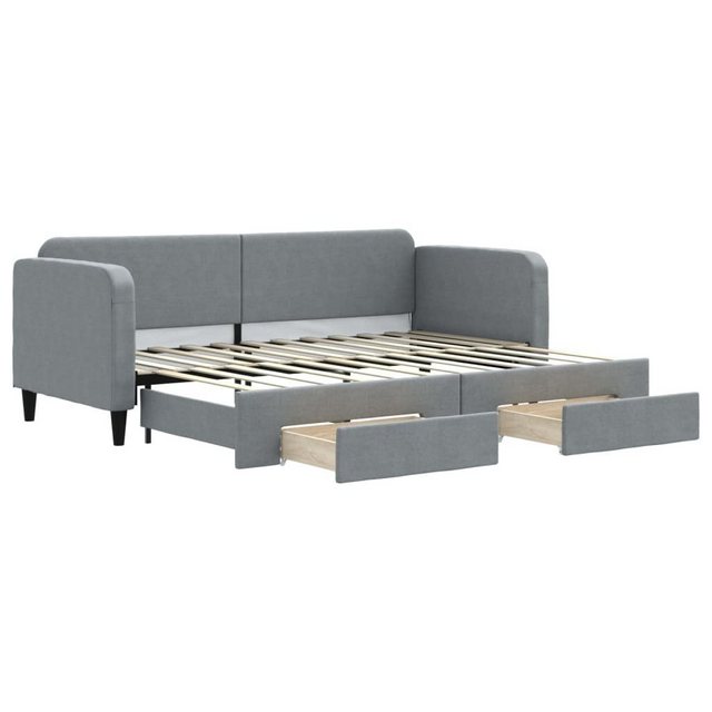 furnicato Bett Tagesbett Ausziehbar mit Schubladen Hellgrau 80x200 cm Stoff günstig online kaufen