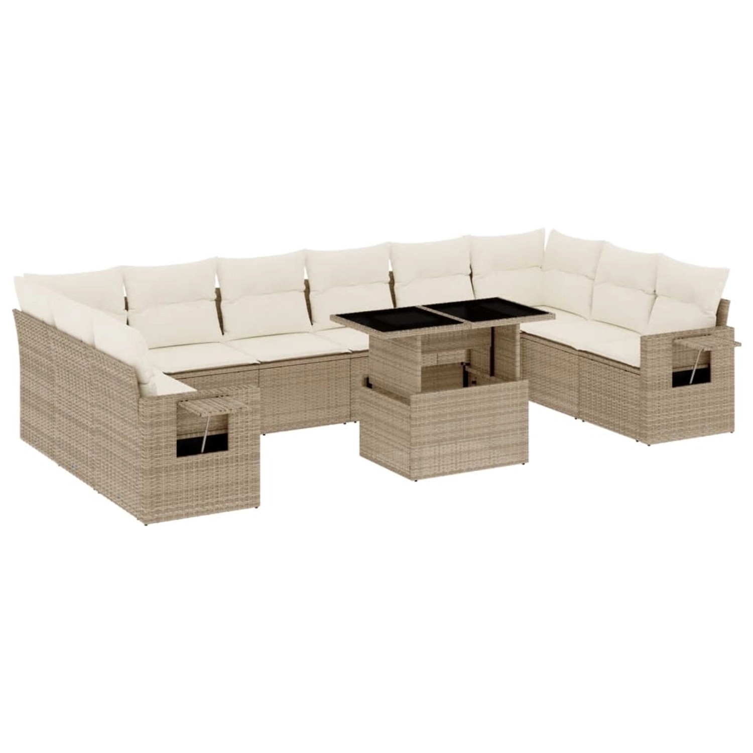 vidaXL 11-tlg Garten-Sofagarnitur mit Kissen Beige Poly Rattan Modell 167 günstig online kaufen