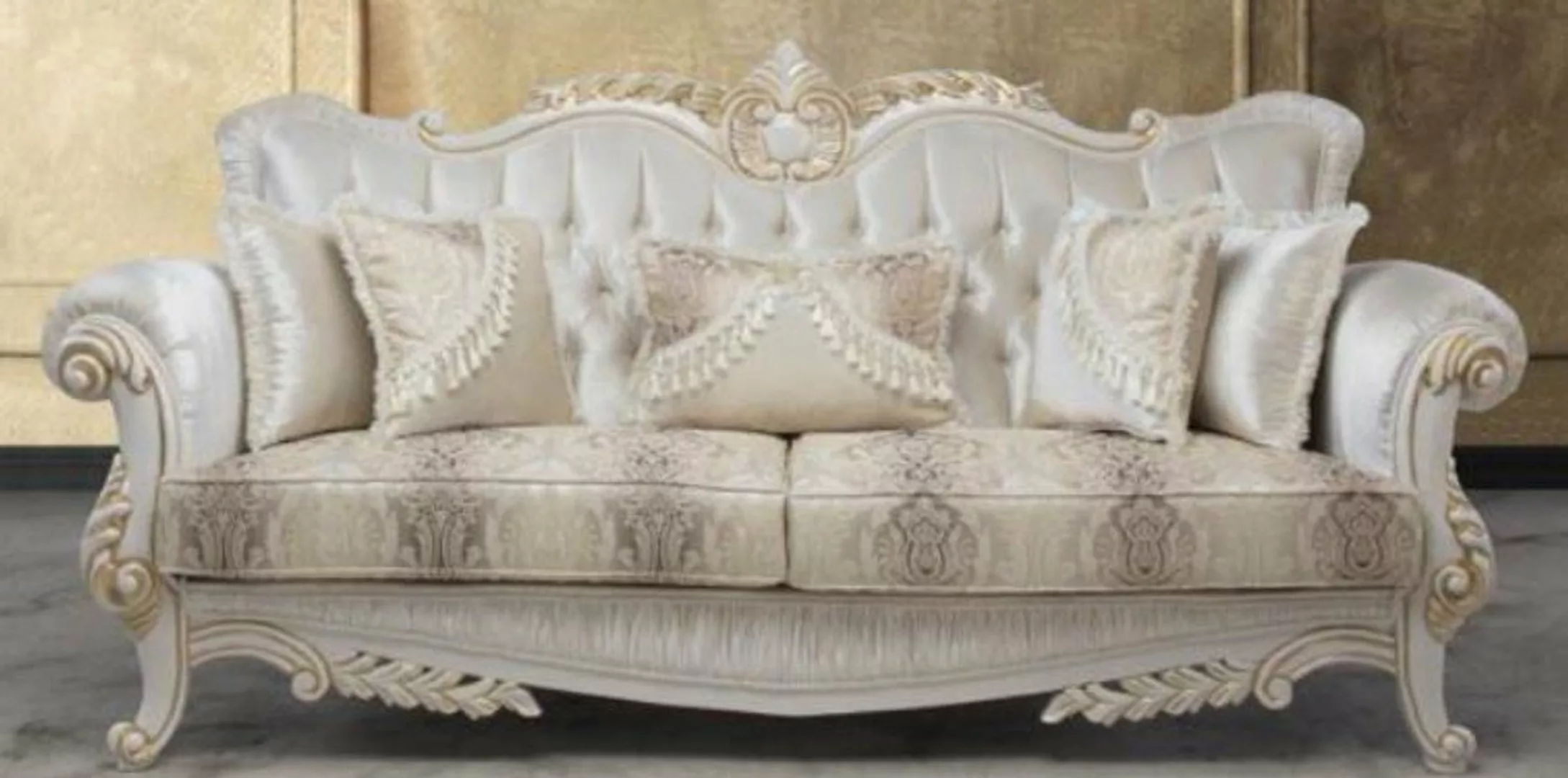 Casa Padrino Sofa Luxus Barock Sofa mit dekorativen Kissen Mehrfarbig / Wei günstig online kaufen