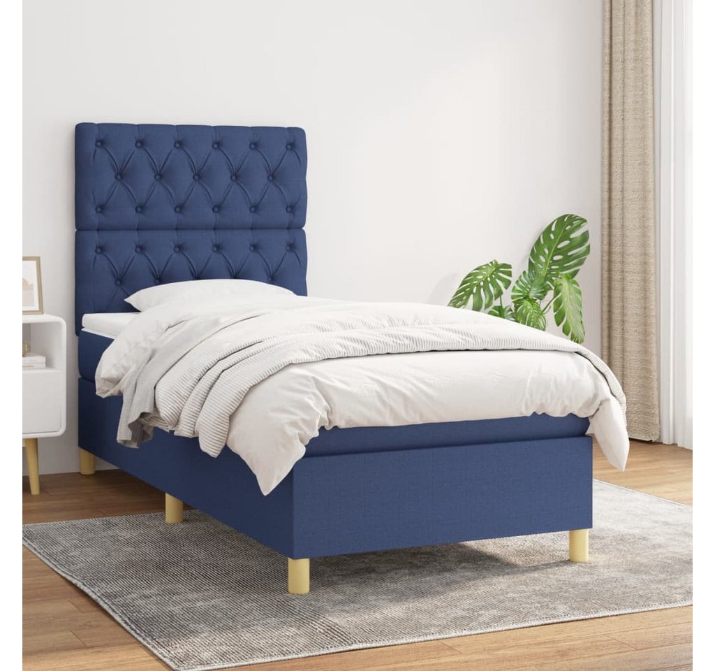 vidaXL Boxspringbett Boxspringbett mit Matratze Blau 80x200 cm Stoff Bett B günstig online kaufen