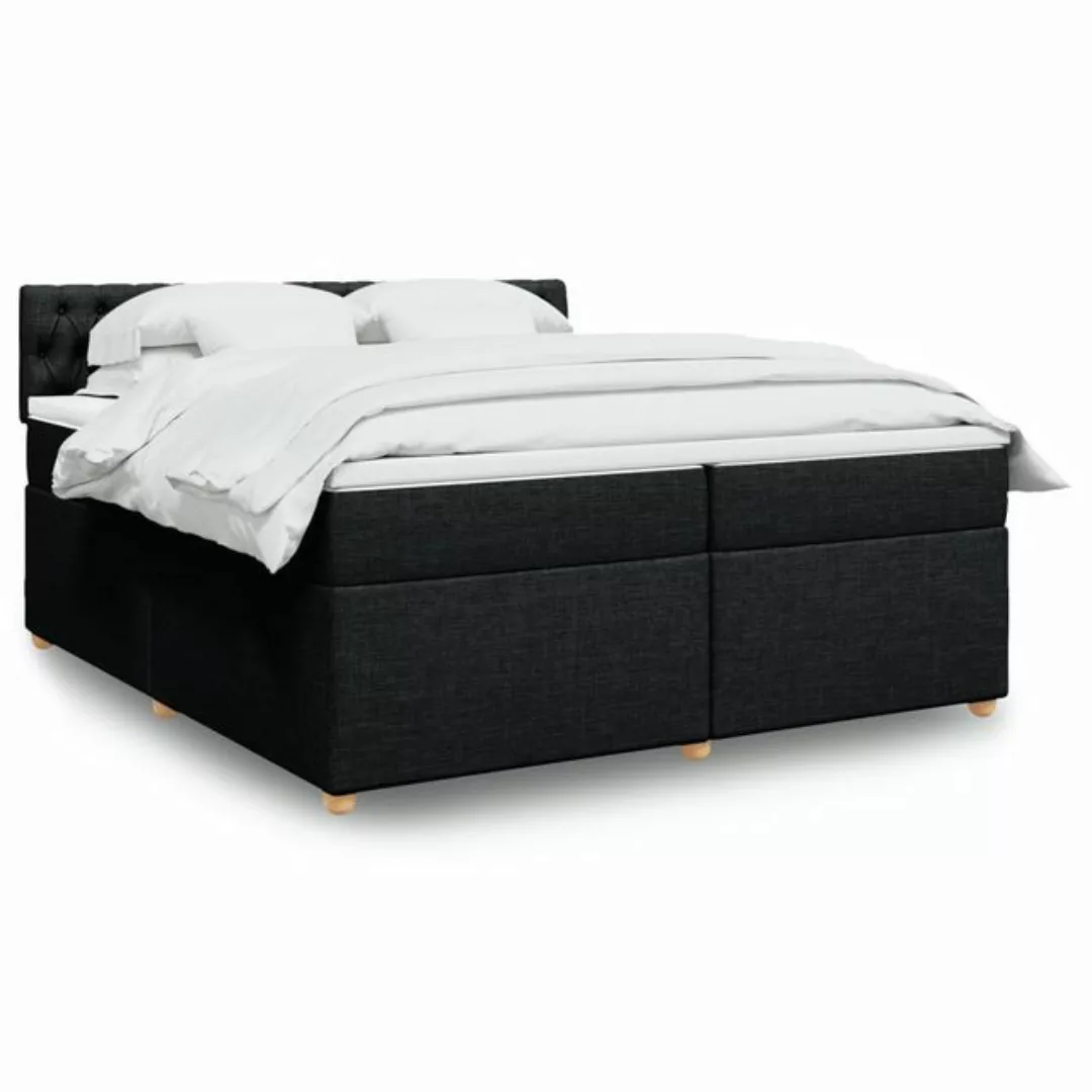 vidaXL Boxspringbett, Boxspringbett mit Matratze Schwarz 200x200 cm Stoff günstig online kaufen