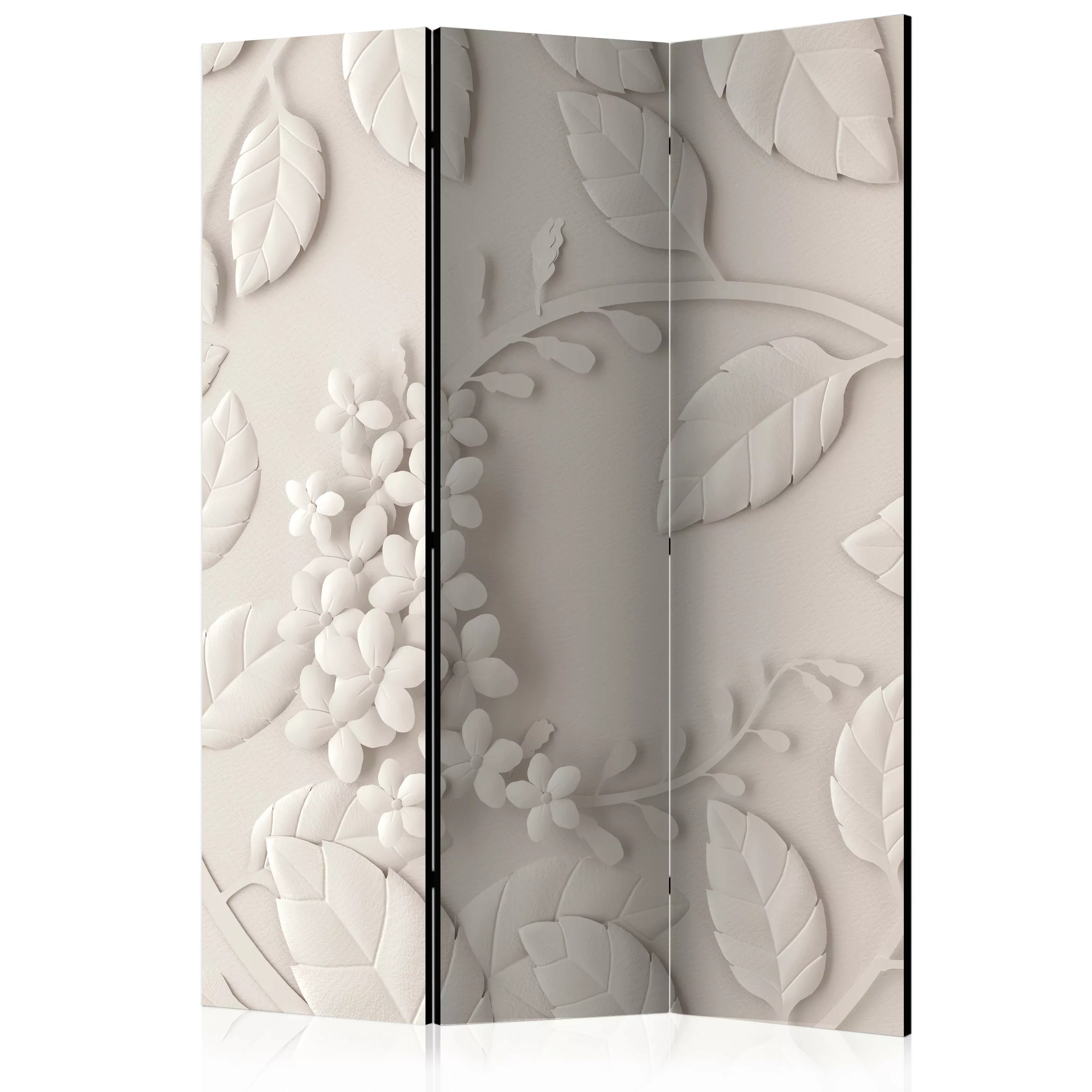 3-teiliges Paravent - Paper Flowers (cream) [room Dividers] günstig online kaufen