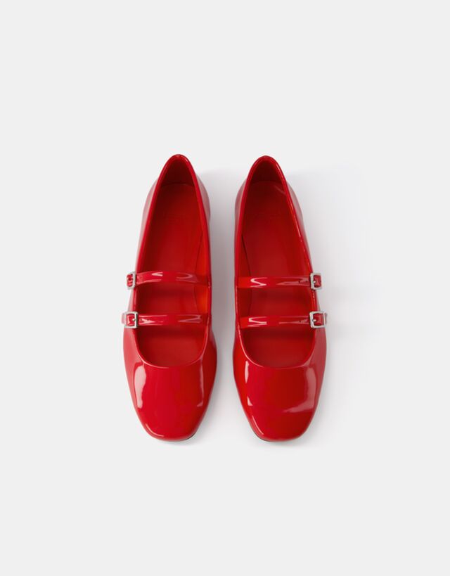 Bershka Ballerinas Mit Schnallen Damen 38 Rot günstig online kaufen