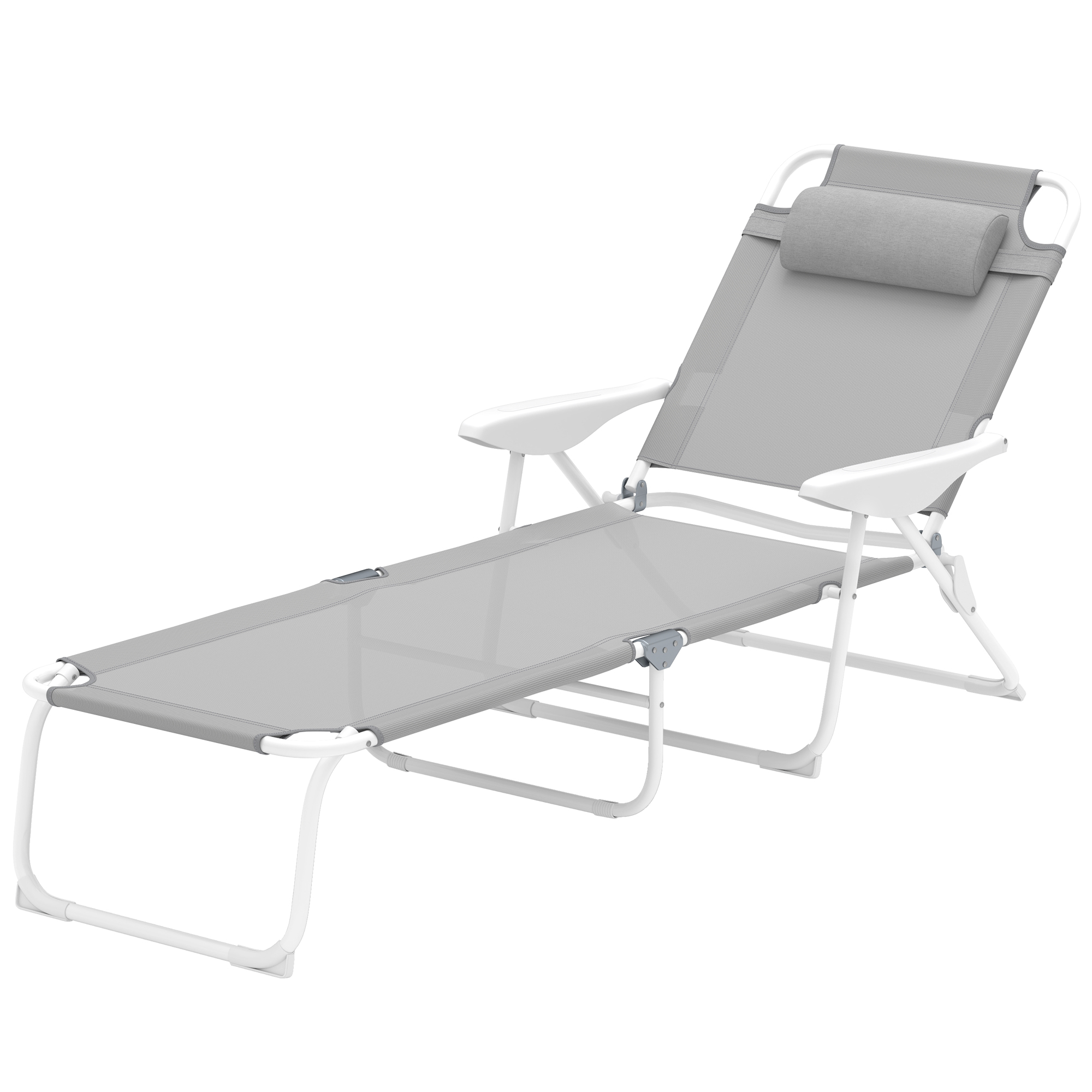 Outsunny Sonnenliege klappbar Gartenliege mit Kopfkissen, Liegestuhl mit 4- günstig online kaufen
