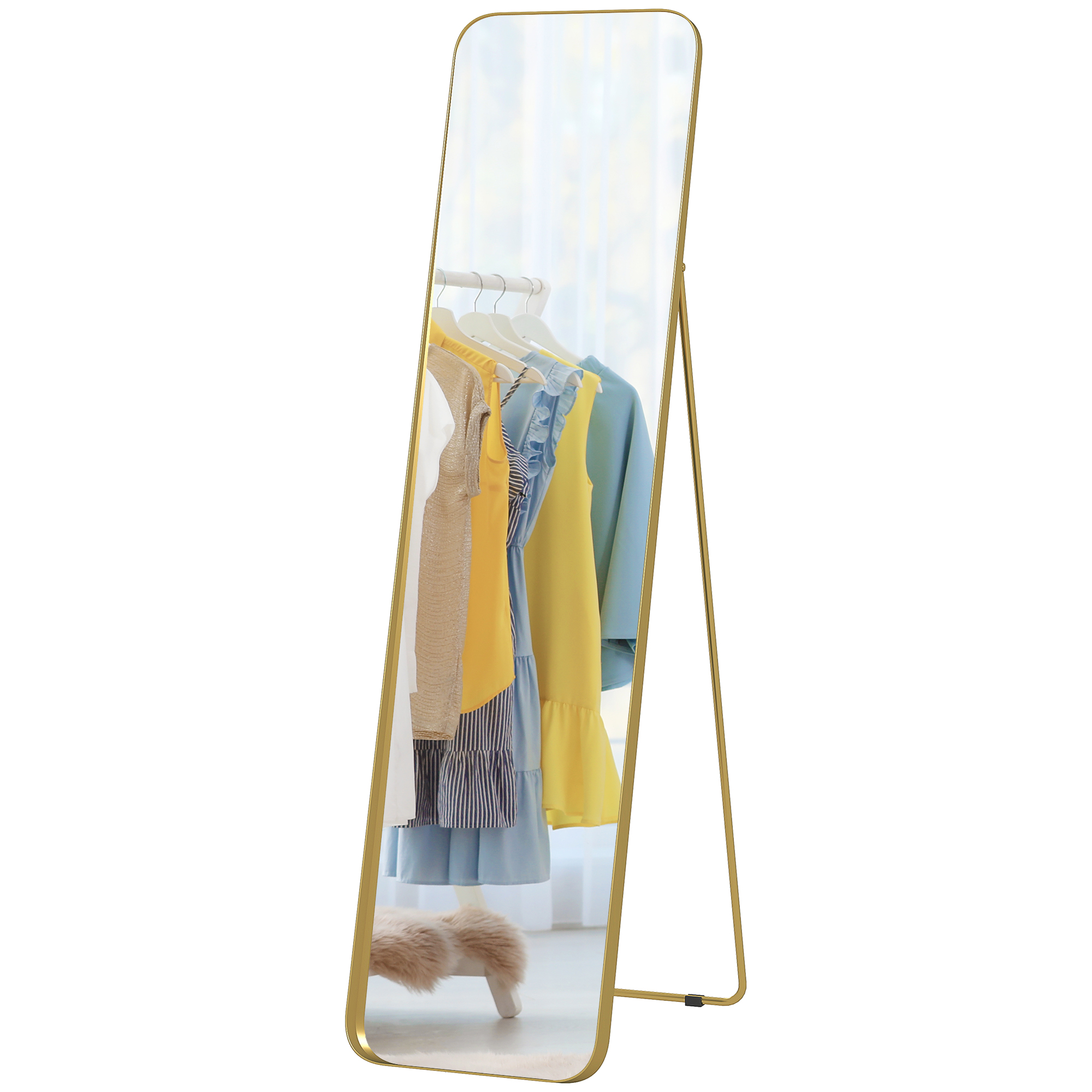 HOMCOM Ganzkörperspiegel 160 x 40 cm verjüngender Standspiegel mit Metallra günstig online kaufen
