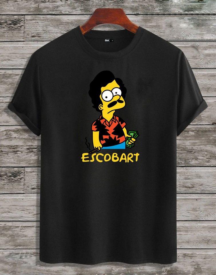 RMK T-Shirt Basic Shirt Freizeit Rundhals Mafia Gangster Escobar Bart aus B günstig online kaufen