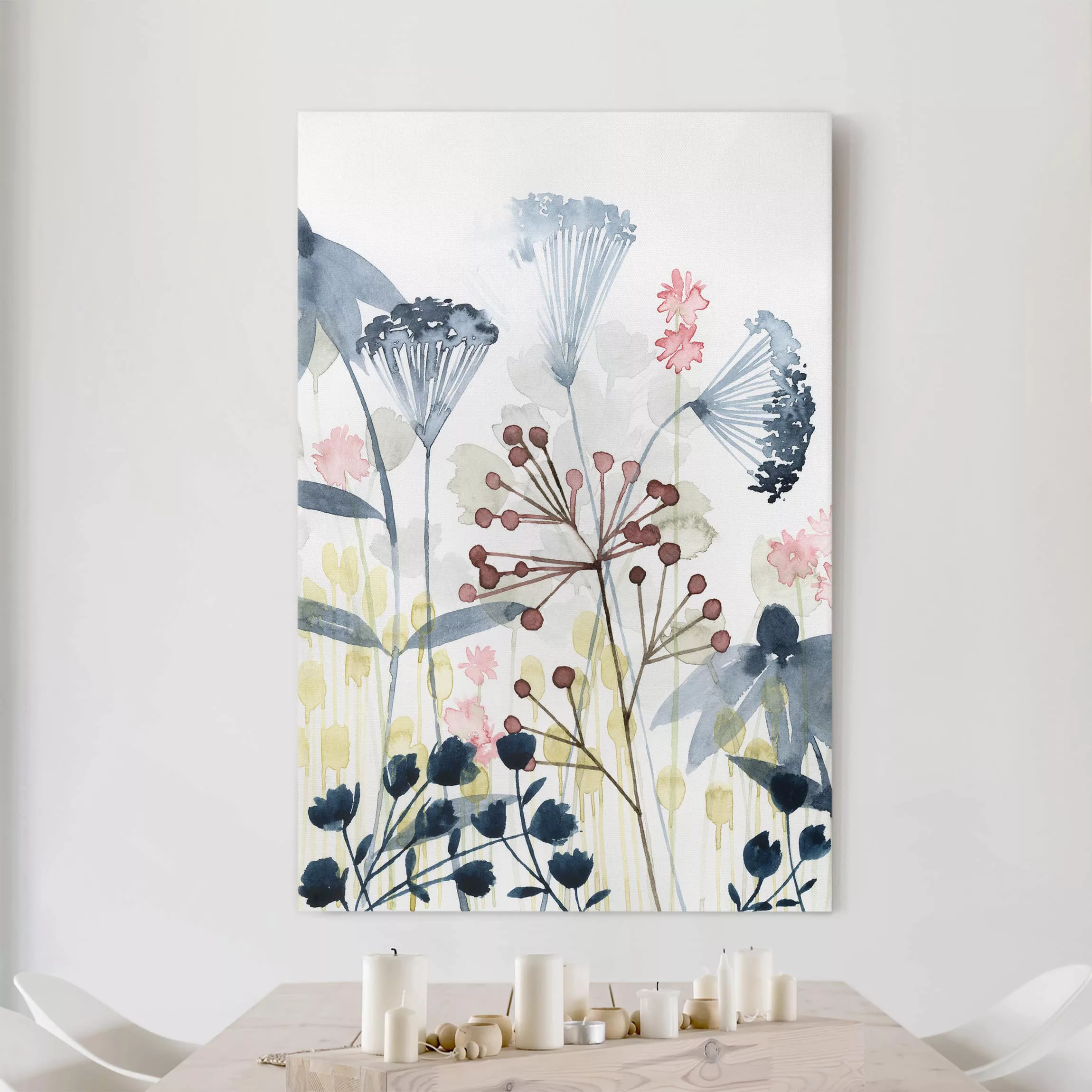 Leinwandbild - Hochformat Wildblumen Aquarell I günstig online kaufen