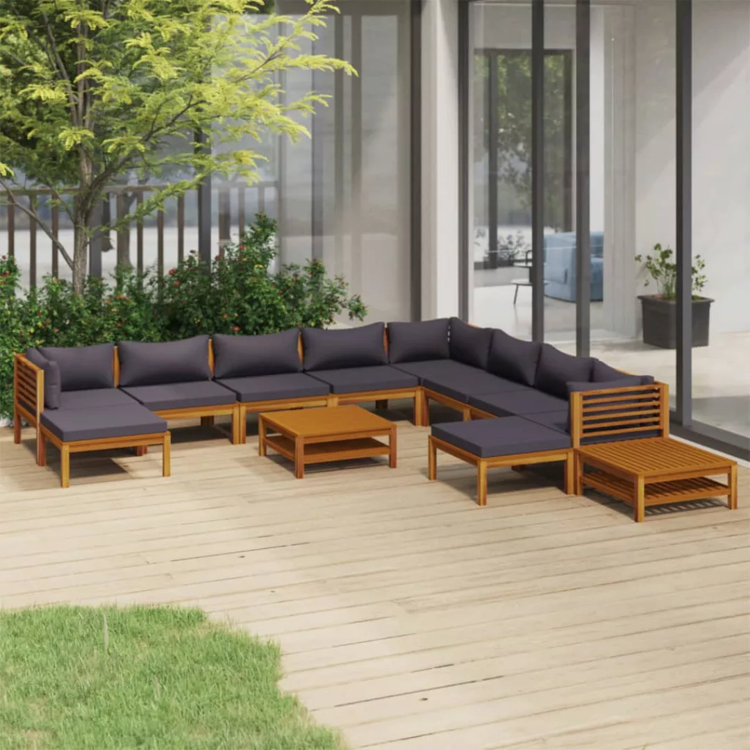 12-tlg. Garten-lounge-set Mit Auflage Massivholz Akazie günstig online kaufen