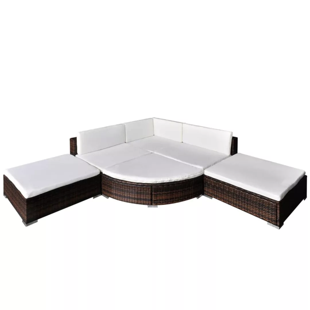 Vidaxl 6-tlg. Garten-lounge-set Mit Kissen Poly Rattan Braun günstig online kaufen