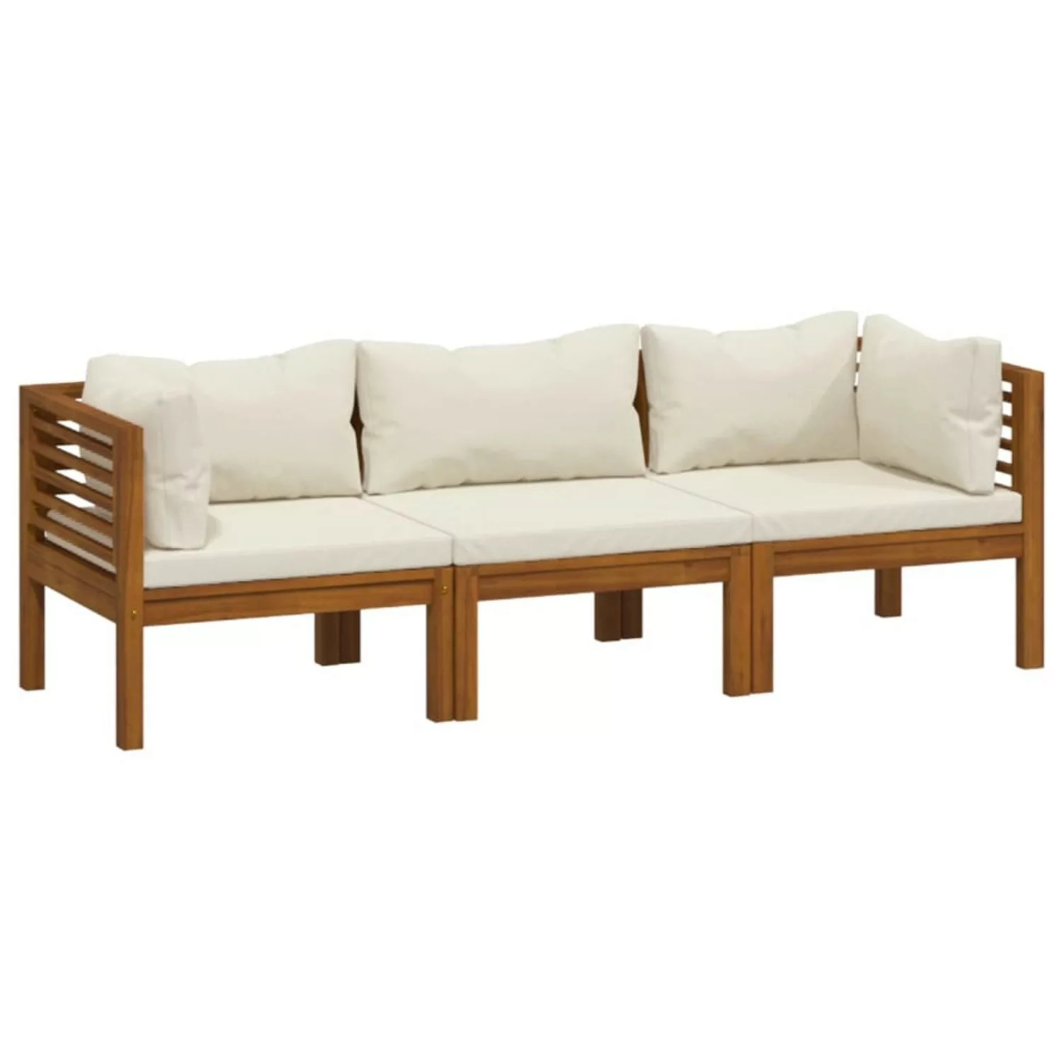 3-sitzer-gartensofa Mit Creme Kissen Massivholz Akazie günstig online kaufen