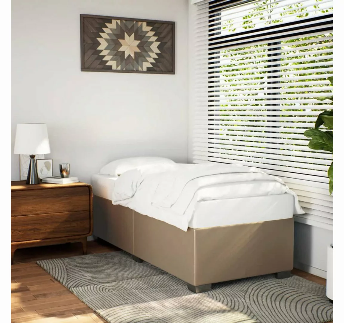 vidaXL Bett, Bettgestell Cappuccino-Braun 90x200 cm Kunstleder günstig online kaufen