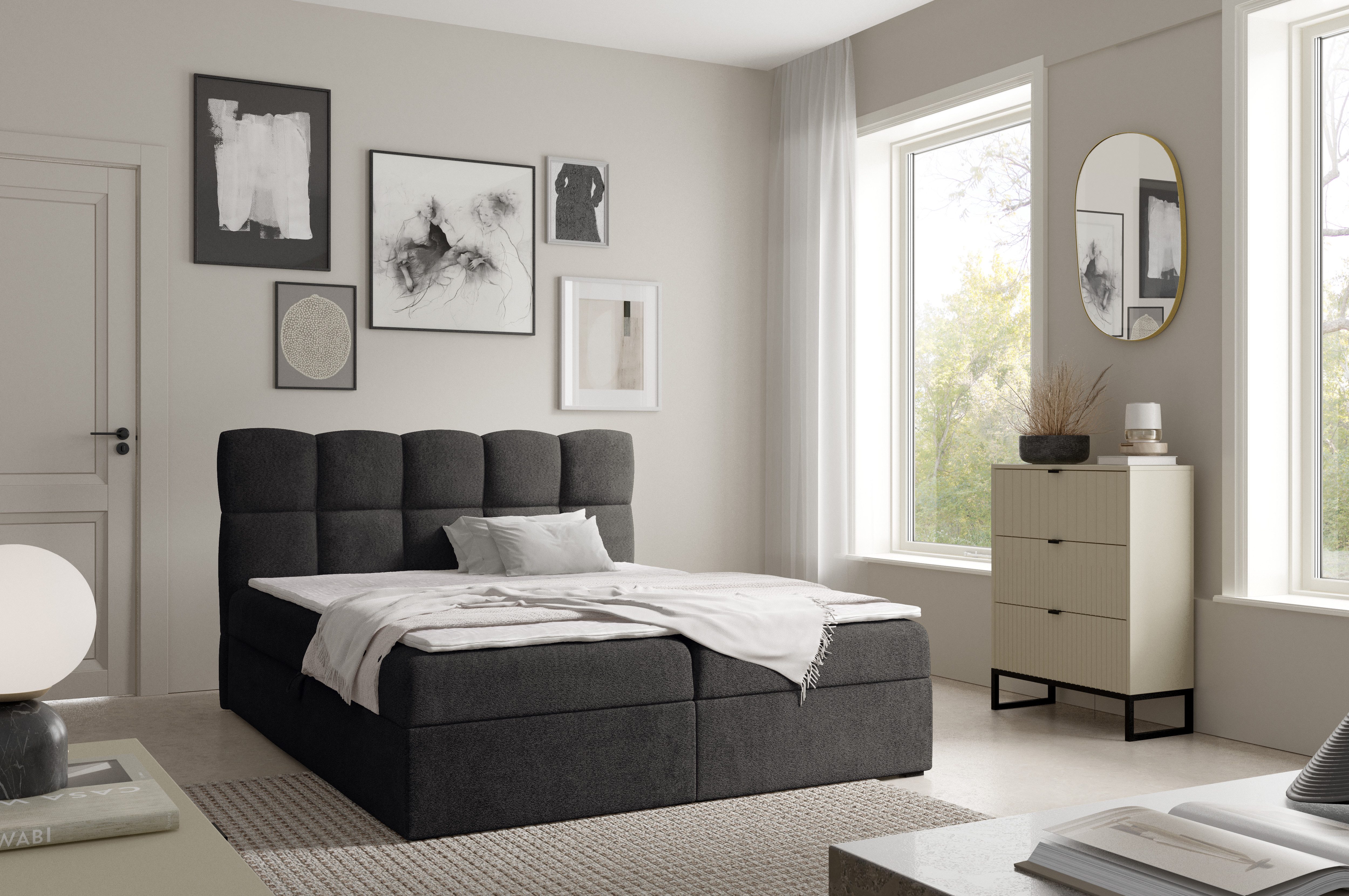 yourhouse24 Boxspringbett Negros, Doppelbett mit Bonell-Matratze günstig online kaufen