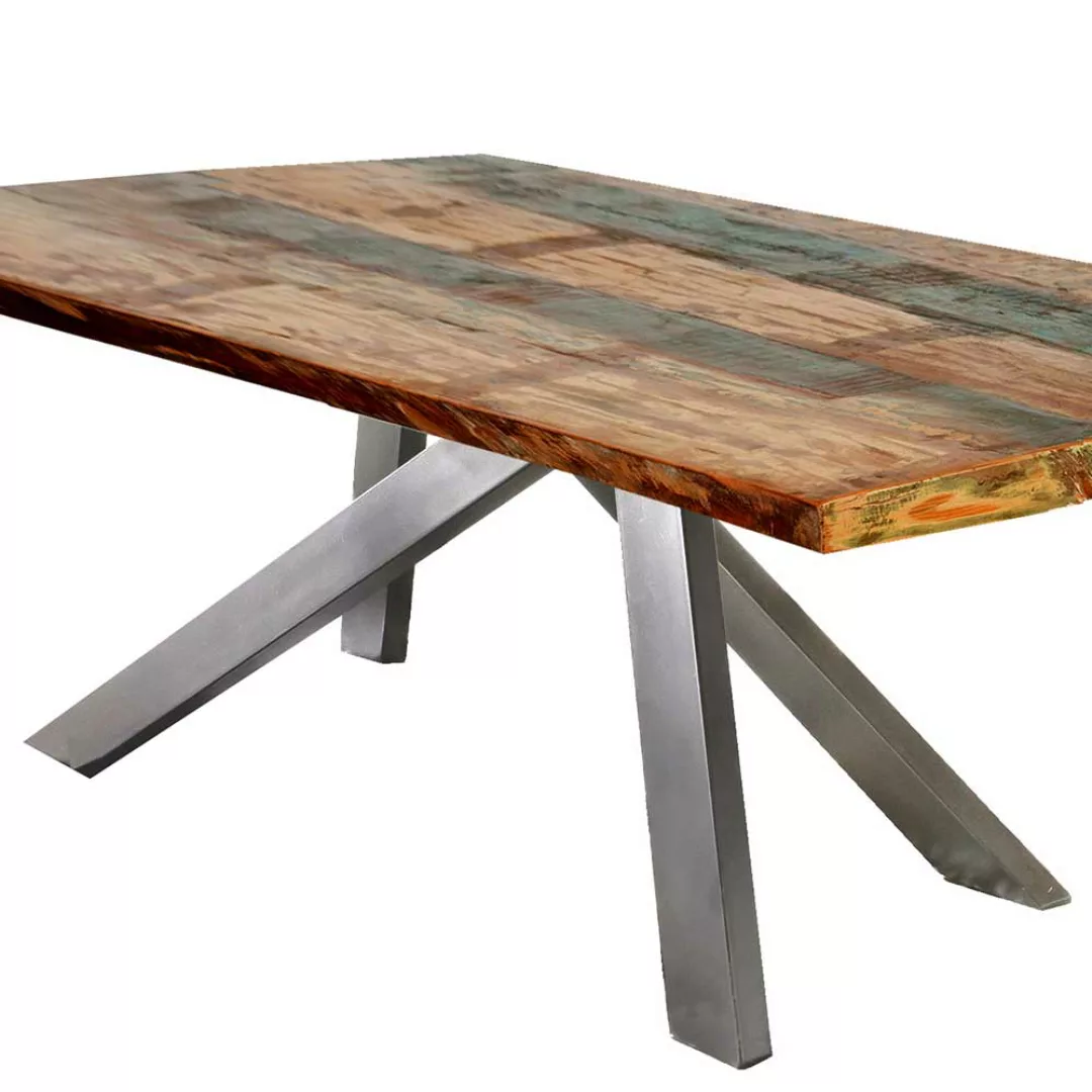 Esszimmer Tisch in Bunt Recyclingholz und Metall günstig online kaufen