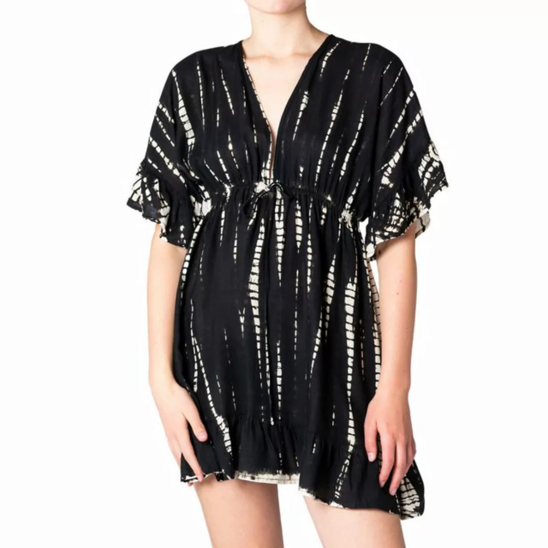 PANASIAM Tunikakleid kurzes Sommerkleid aus natürlicher Viskose mit V Aussc günstig online kaufen