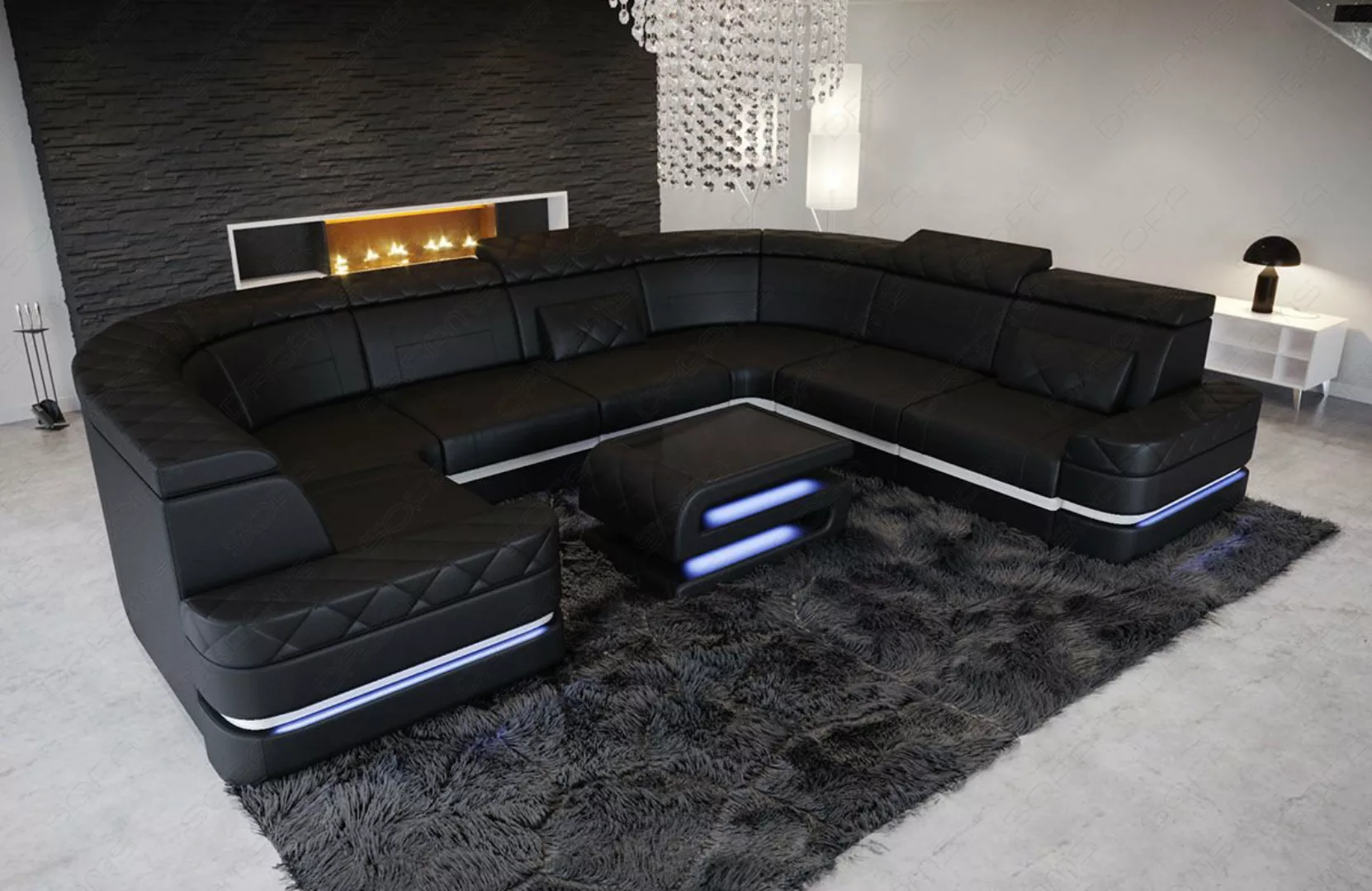 Sofa Dreams Wohnlandschaft Ledersofa Positano u Form Mini, Designersiofa, S günstig online kaufen