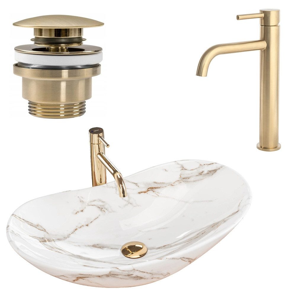 wohnwerk.idee Aufsatzwaschbecken Waschbecken Royal Lava Marmoroptik günstig online kaufen