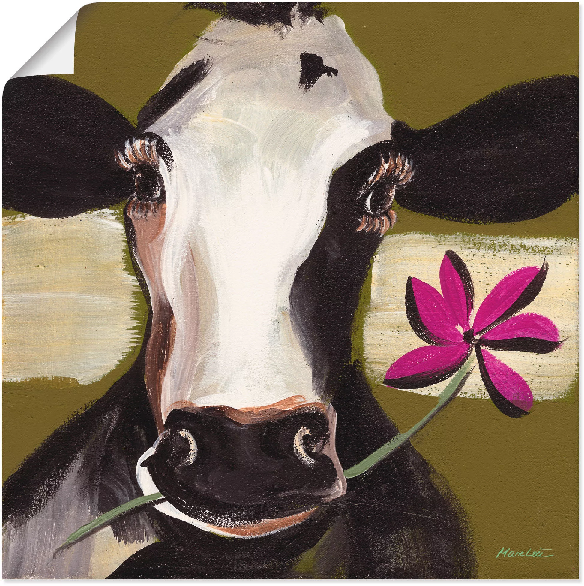 Artland Wandbild "Glückliche Kuh I", Haustiere, (1 St.), als Leinwandbild, günstig online kaufen