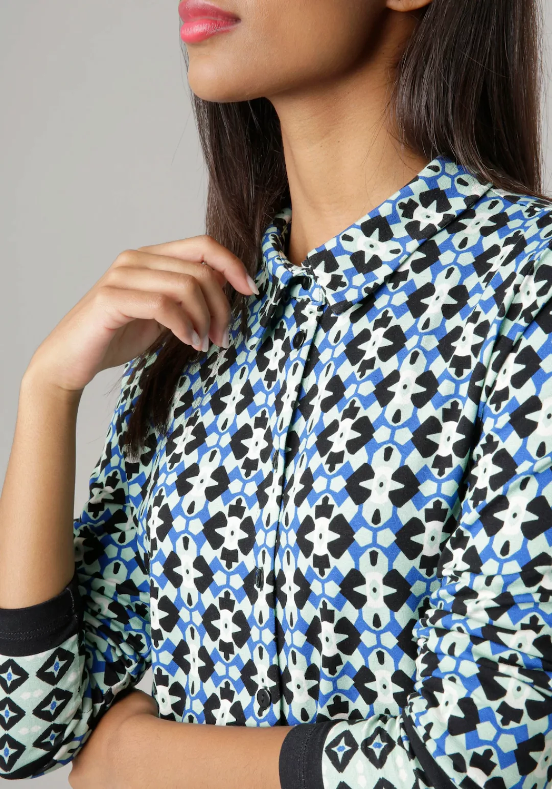 Aniston SELECTED Hemdbluse, in elastischer Jerseyqualität - NEUE KOLLEKTION günstig online kaufen