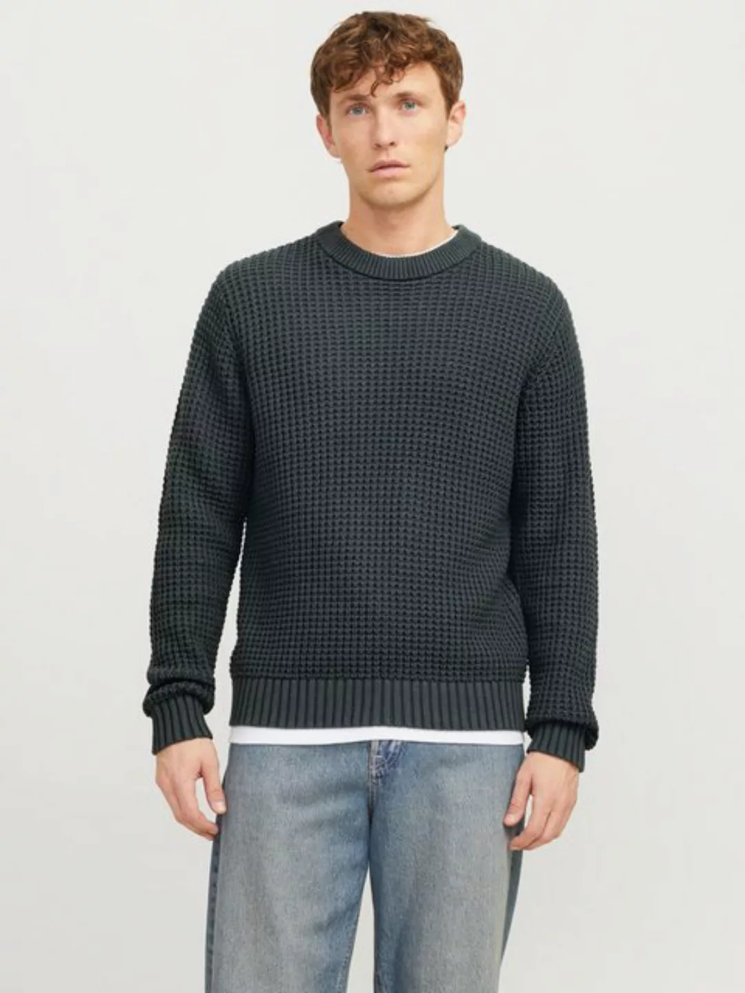 Jack & Jones Rundhalspullover JCOZION KNIT CREW NECK BF mit markanter Struk günstig online kaufen