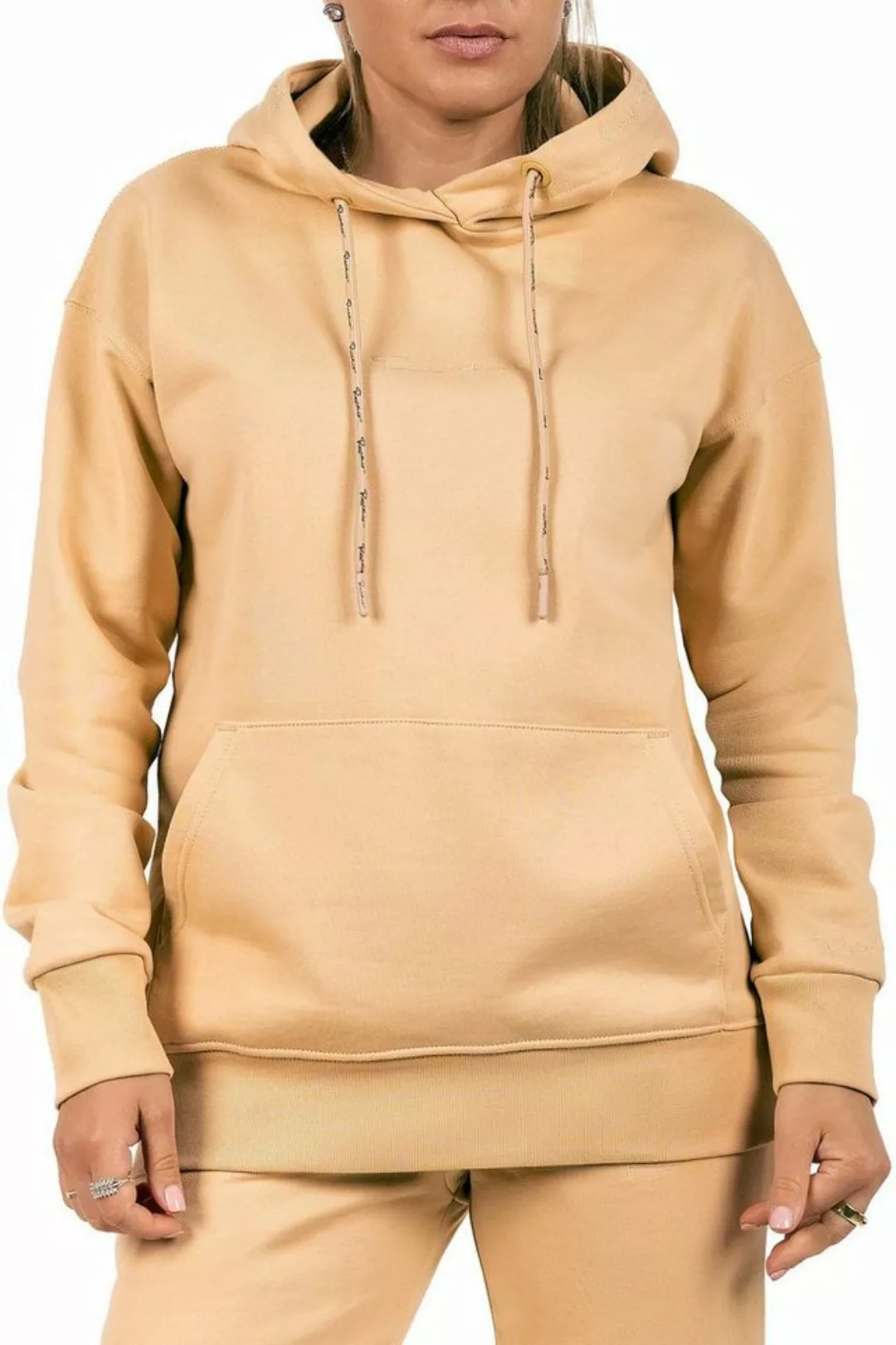 Reichstadt Kapuzenpullover Basic Oversize Damen Hoodie 23RSW038 Beige M mit günstig online kaufen