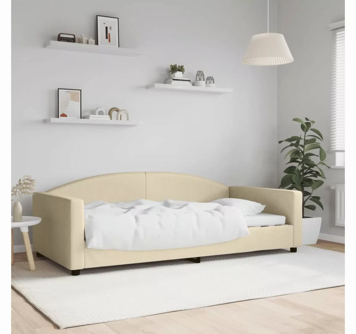 vidaXL Gästebett Tagesbett Creme 100x200 cm Stoff Gästebett Gästecouch Gäst günstig online kaufen