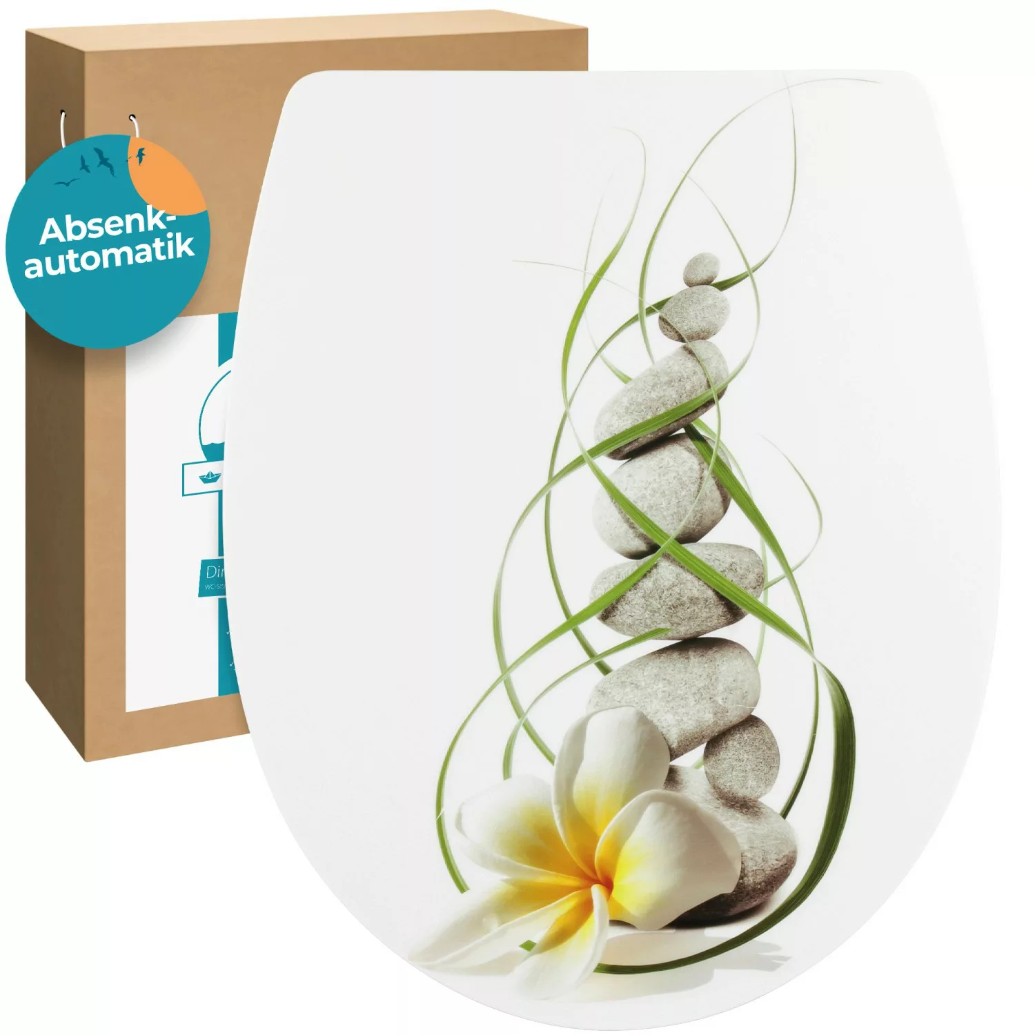 Calmwaters WC Sitz Motiv Plumeria Absenkautomatik Abnehmbar Thermoplast 26L günstig online kaufen