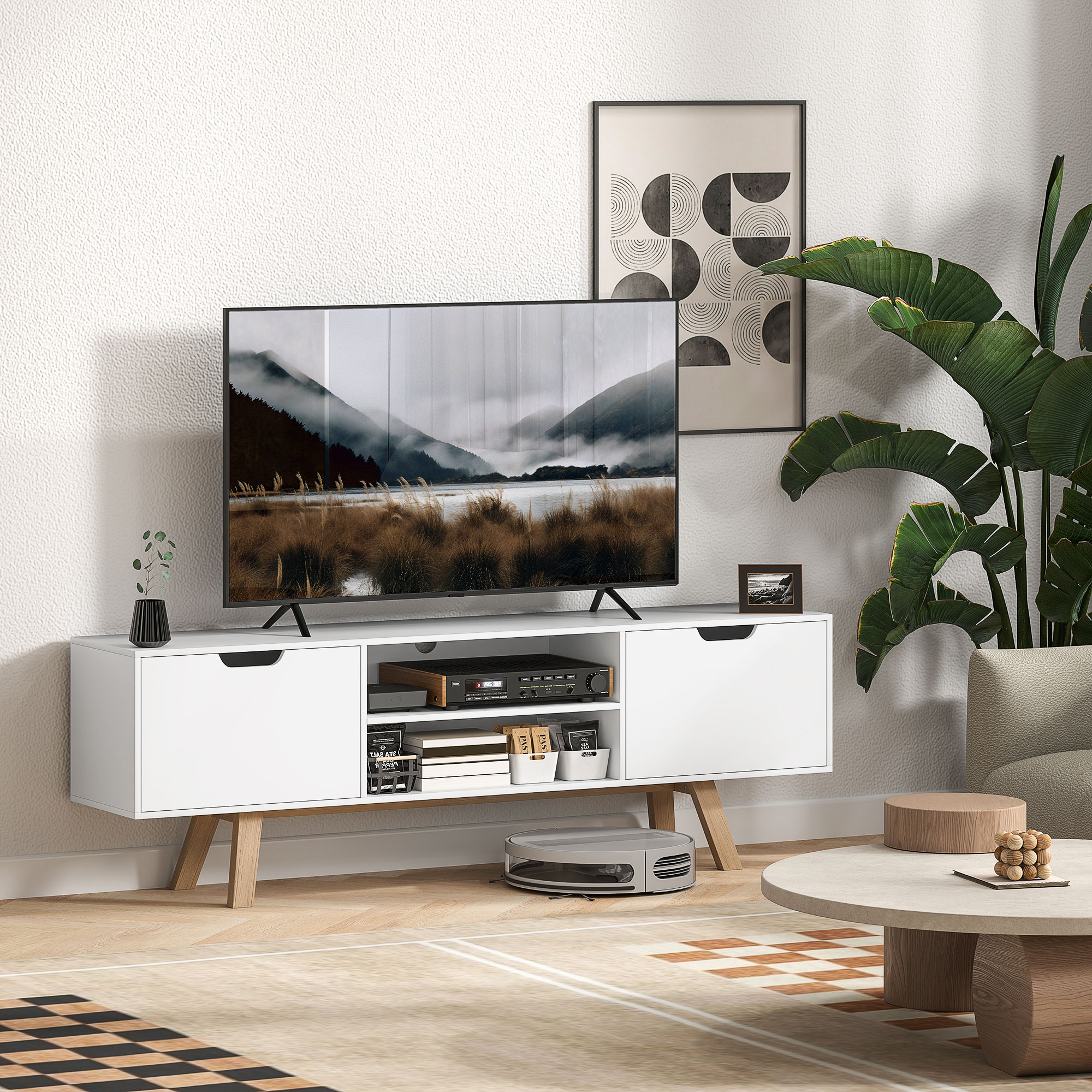 HOMCOM TV-Schrank, Fernsehtisch für Fernseher bis zu 65 Zoll, Lowboard mit günstig online kaufen