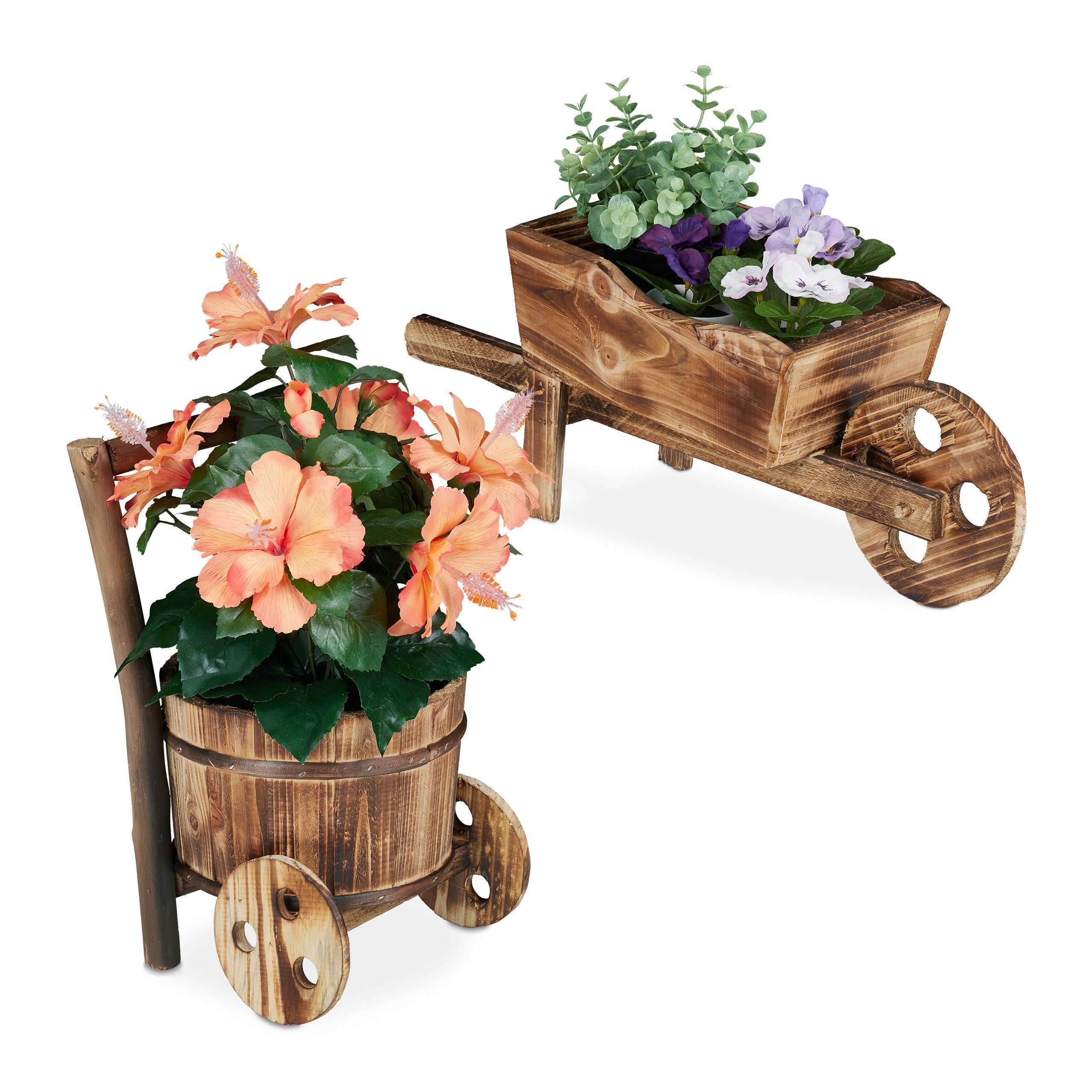 relaxdays Blumentopf Pflanzschubkarre 2er Set günstig online kaufen