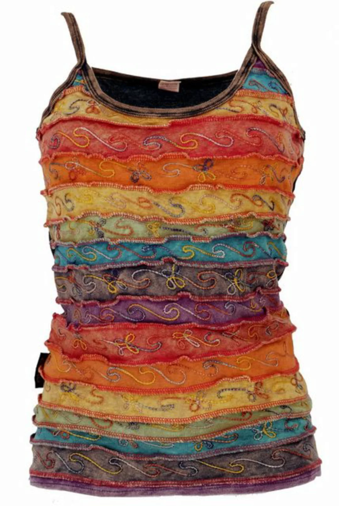 Guru-Shop T-Shirt Stonewash Goa Top - Regenbogen 3 alternative Bekleidung, günstig online kaufen