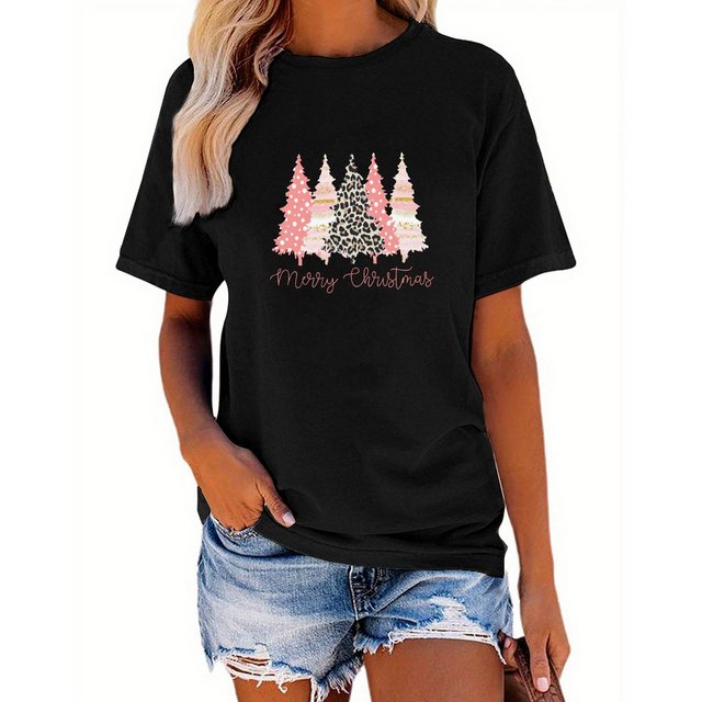 MC Star Print-Shirt Weihnachtsshirts für Frauen, Weihnachtsbaum Shirt Weihn günstig online kaufen