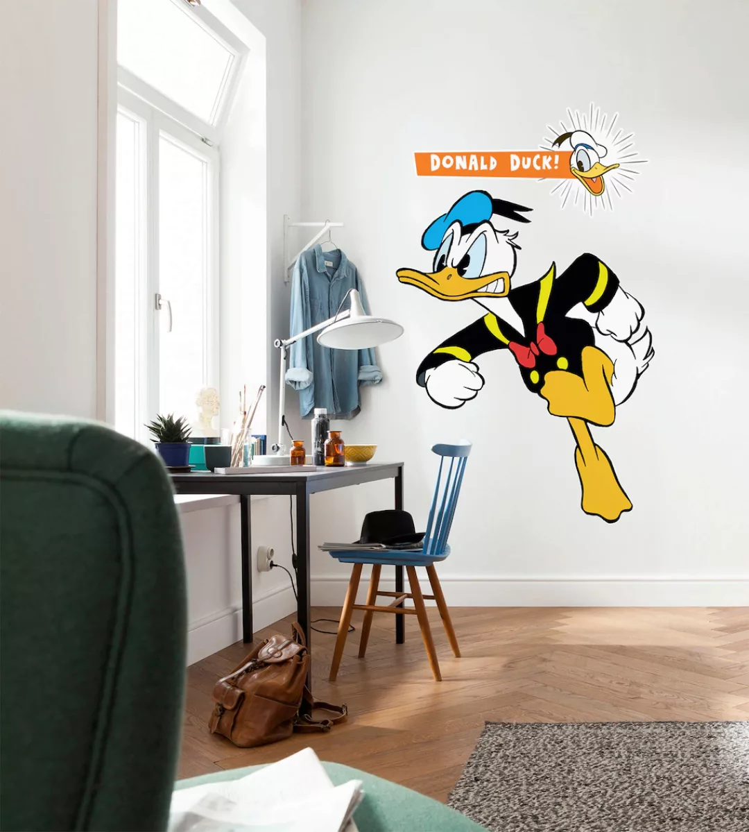 Disney Wandtattoo Donald Duck Gelb Blau und Schwarz-Weiß 127 x 200 cm 61244 günstig online kaufen