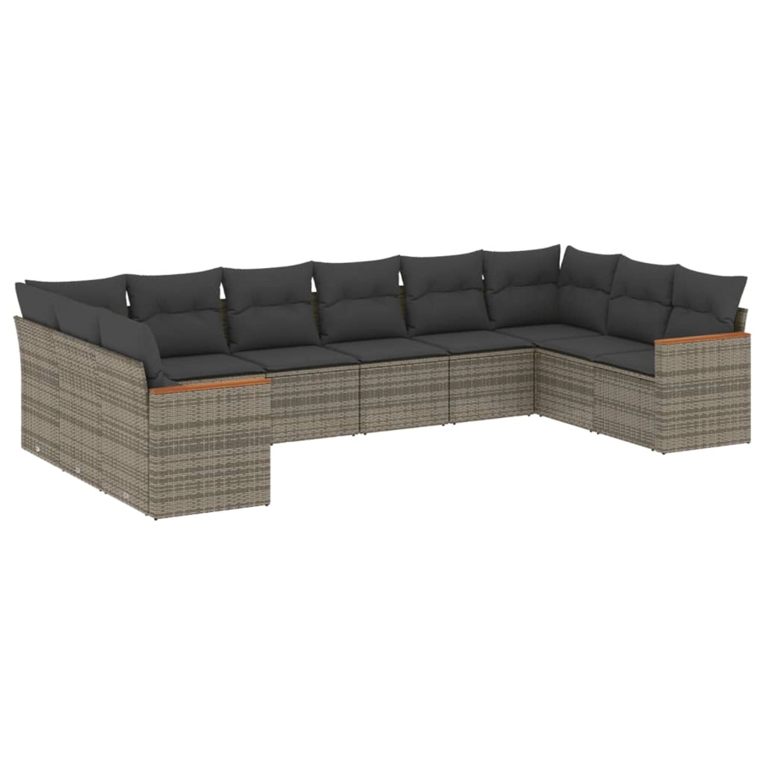 vidaXL 10-Tlg Garten-Sofagarnitur mit Kissen Grau Poly Rattan 3258728 günstig online kaufen