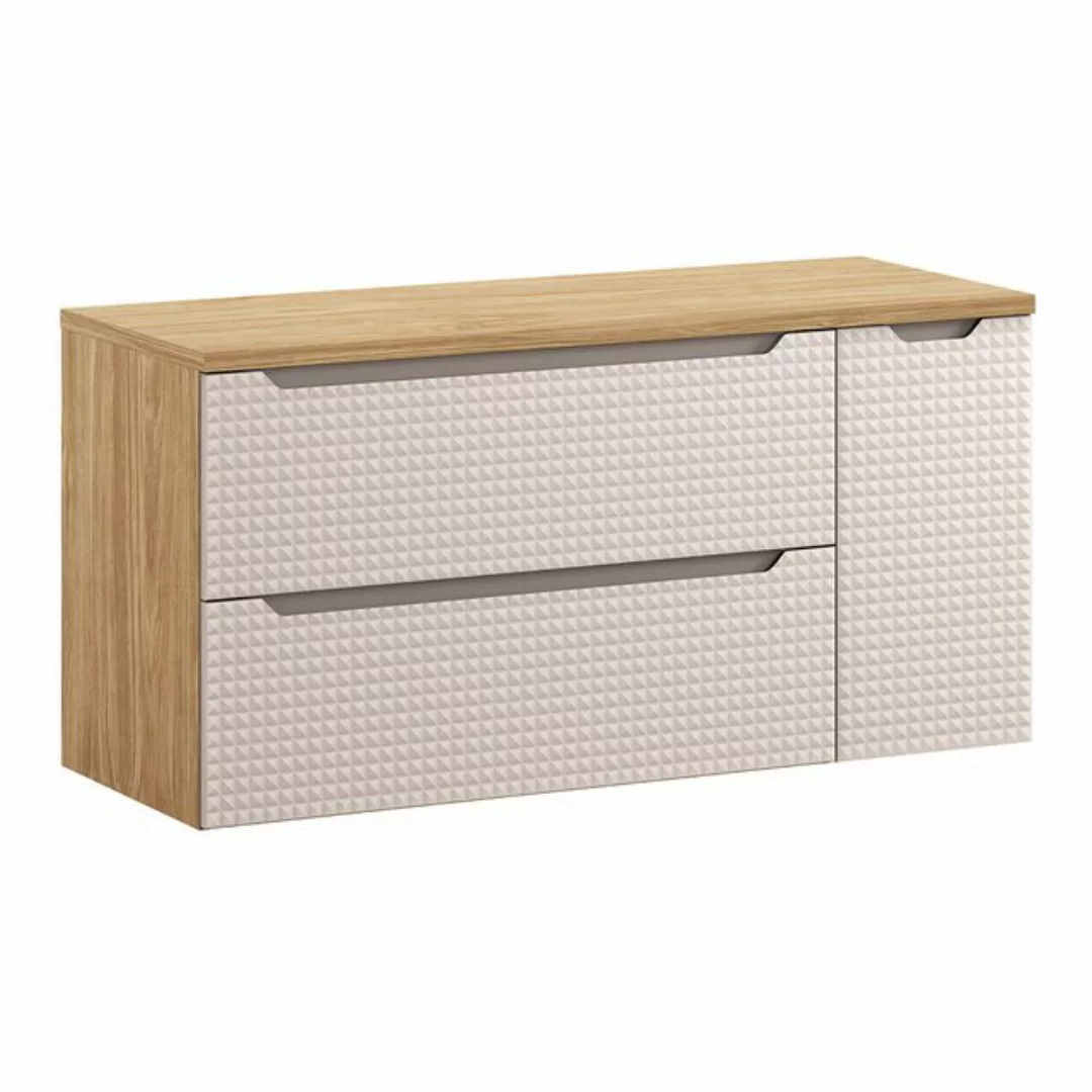 Lomadox Waschbeckenschrank LONDON-56-BEIGE in Eiche mit beige, 120cm breit, günstig online kaufen