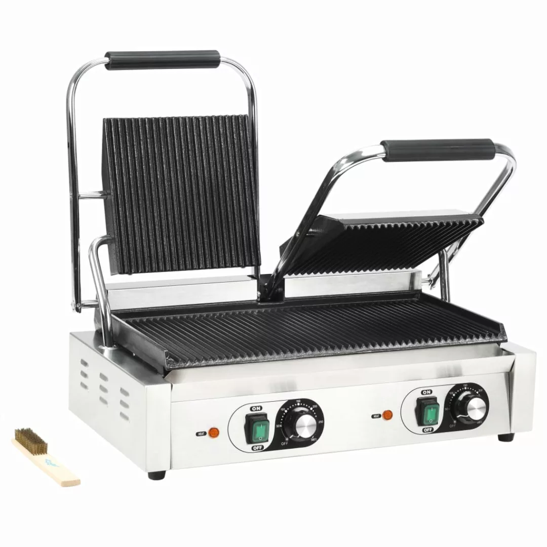 Vidaxl Doppelter Gerillter Panini-grill 3600 W 57x30,5x20 Cm günstig online kaufen