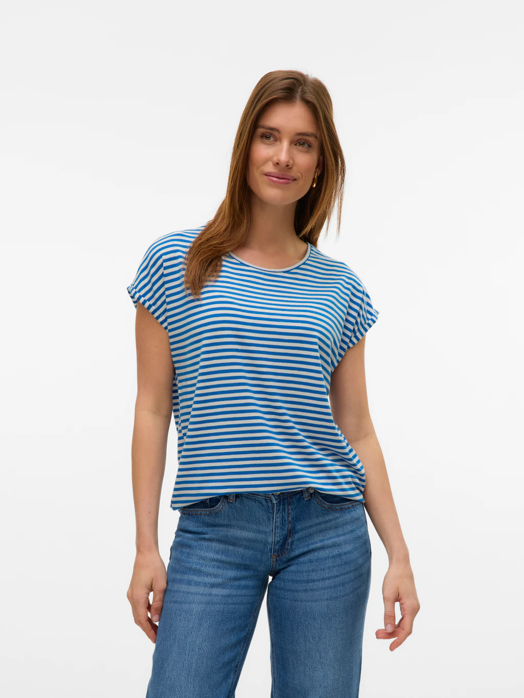 Vero Moda Rundhalsshirt "VMAVA PLAIN SS TOP STRIPE GA JRS NOOS" günstig online kaufen