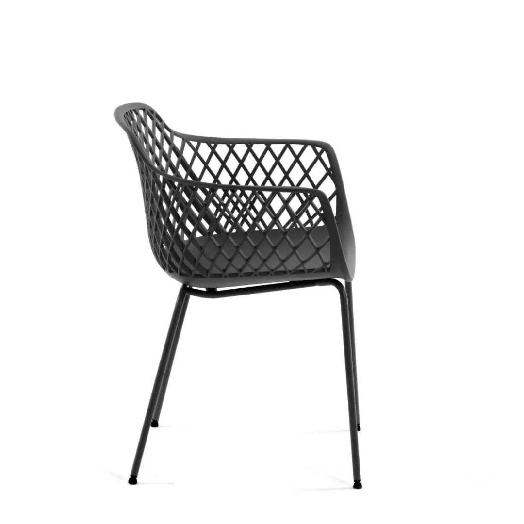 Esstisch Stühle in Grau Kunststoff Armlehnen (4er Set) günstig online kaufen