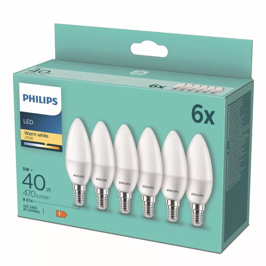 Philips LED Lampe ersetzt 40 W, E14 Kerzenform B35, weiß, warmweiß, 470 Lum günstig online kaufen