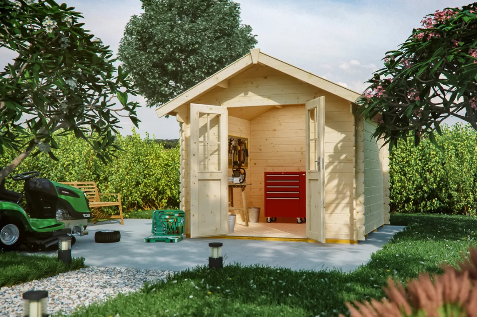Skan Holz Holz-Gartenhaus Palma 2 Natur 250 cm x 250 cm günstig online kaufen